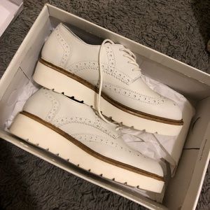 Steve Madden White Platform Saddle Shoes